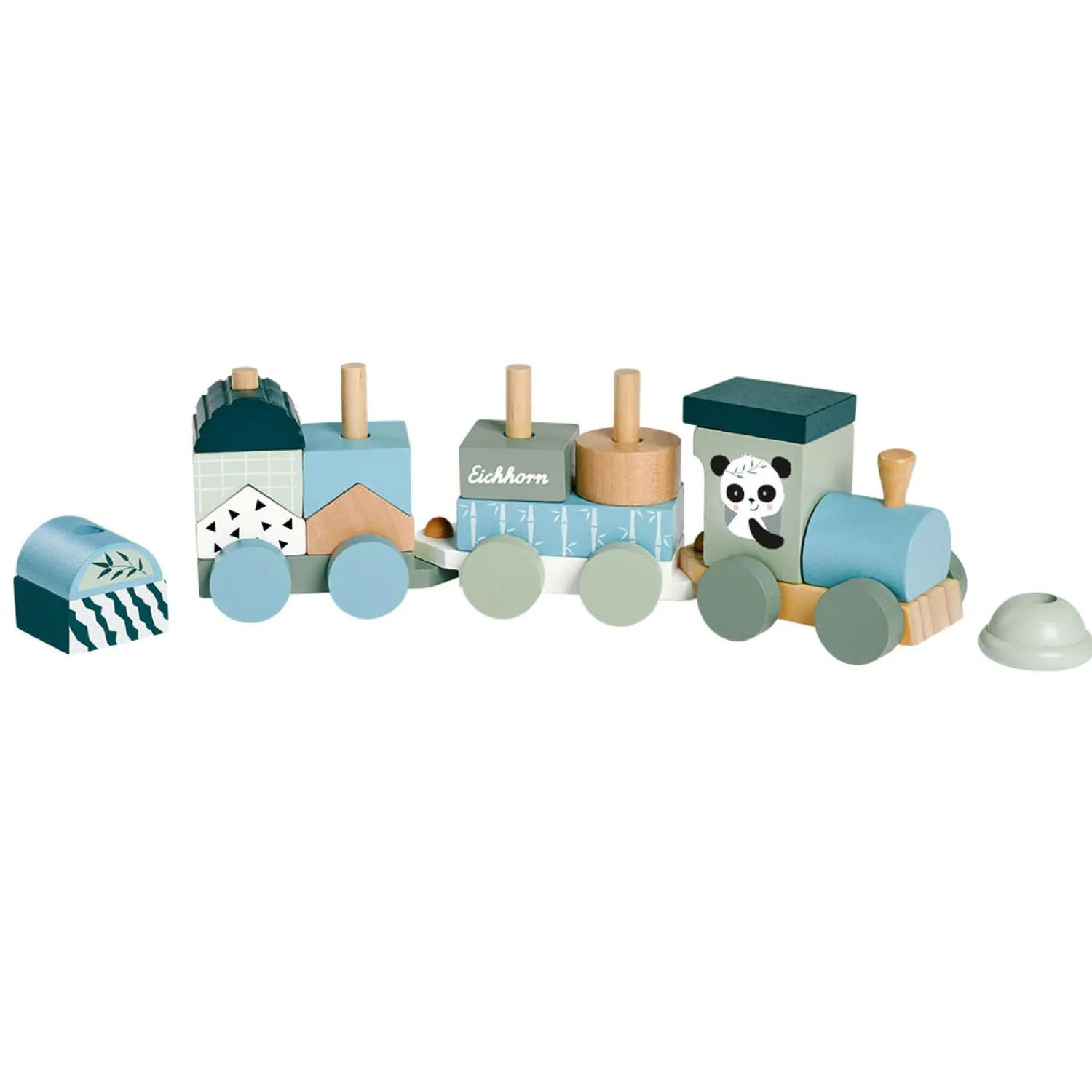Houten Blokkentrein Panda, 16dlg.-Eichhorn Best