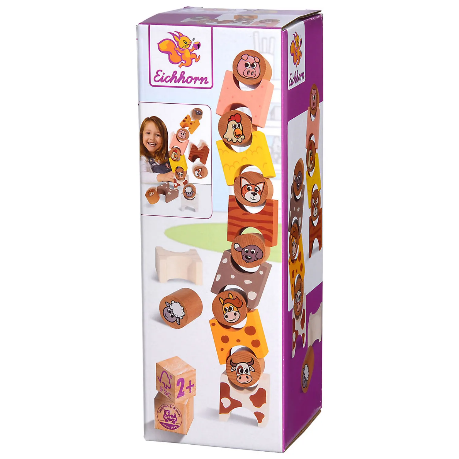 Houten Stapelspel Boerderijdieren, 14dlg.>Eichhorn Outlet