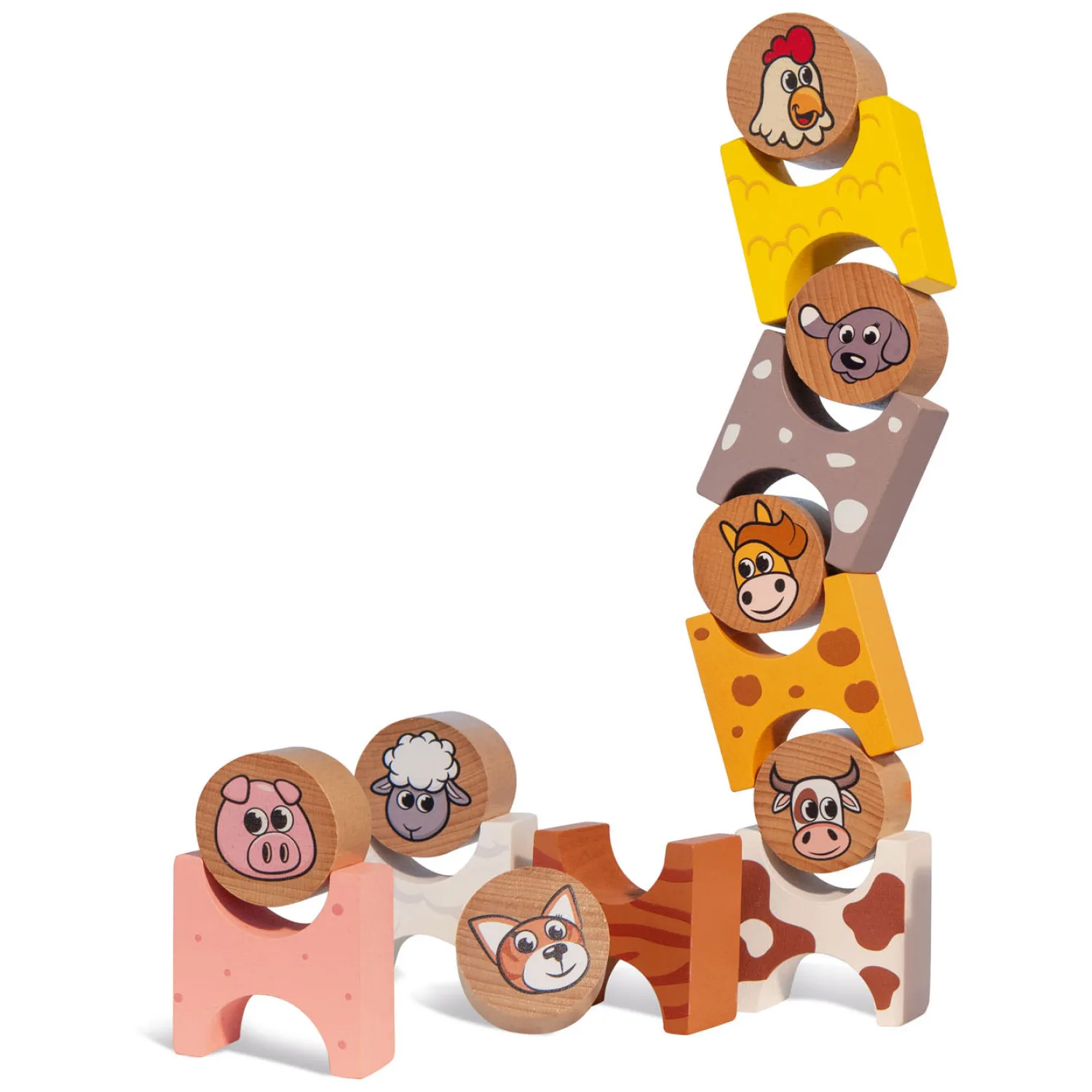Houten Stapelspel Boerderijdieren, 14dlg.>Eichhorn Outlet