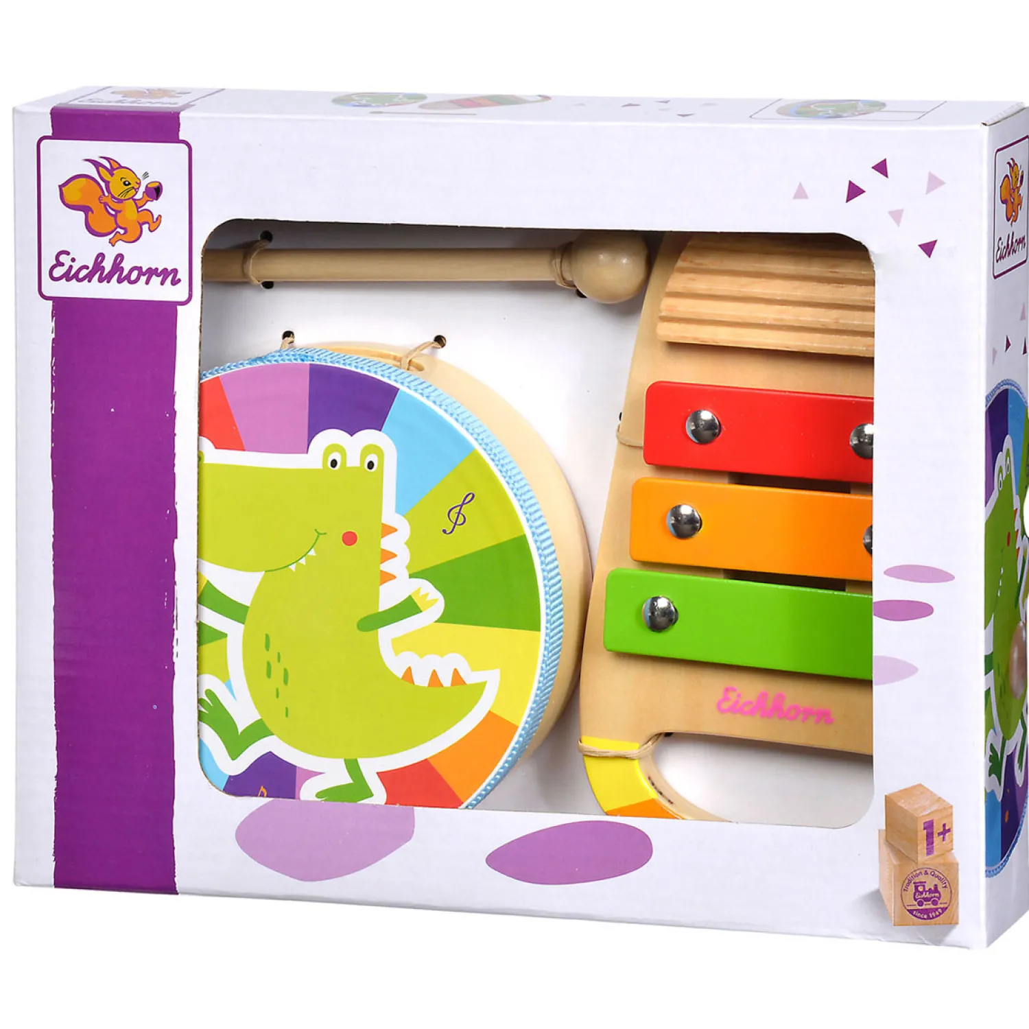 Houten Trommel en Xylofoon Muziekset, 3dlg.>Eichhorn Online