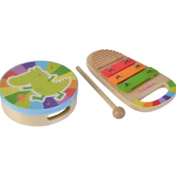 Houten Trommel en Xylofoon Muziekset, 3dlg.><noscript><img width=