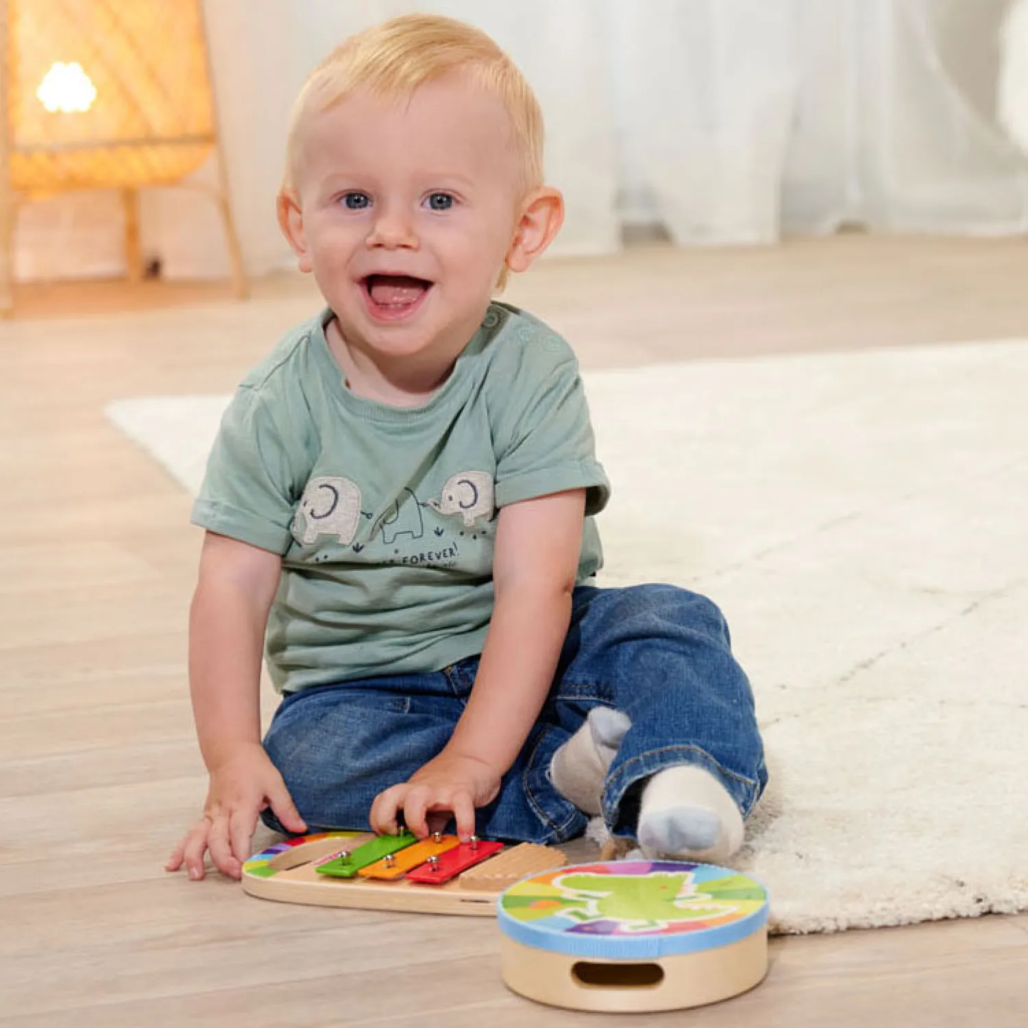 Houten Trommel en Xylofoon Muziekset, 3dlg.>Eichhorn Online