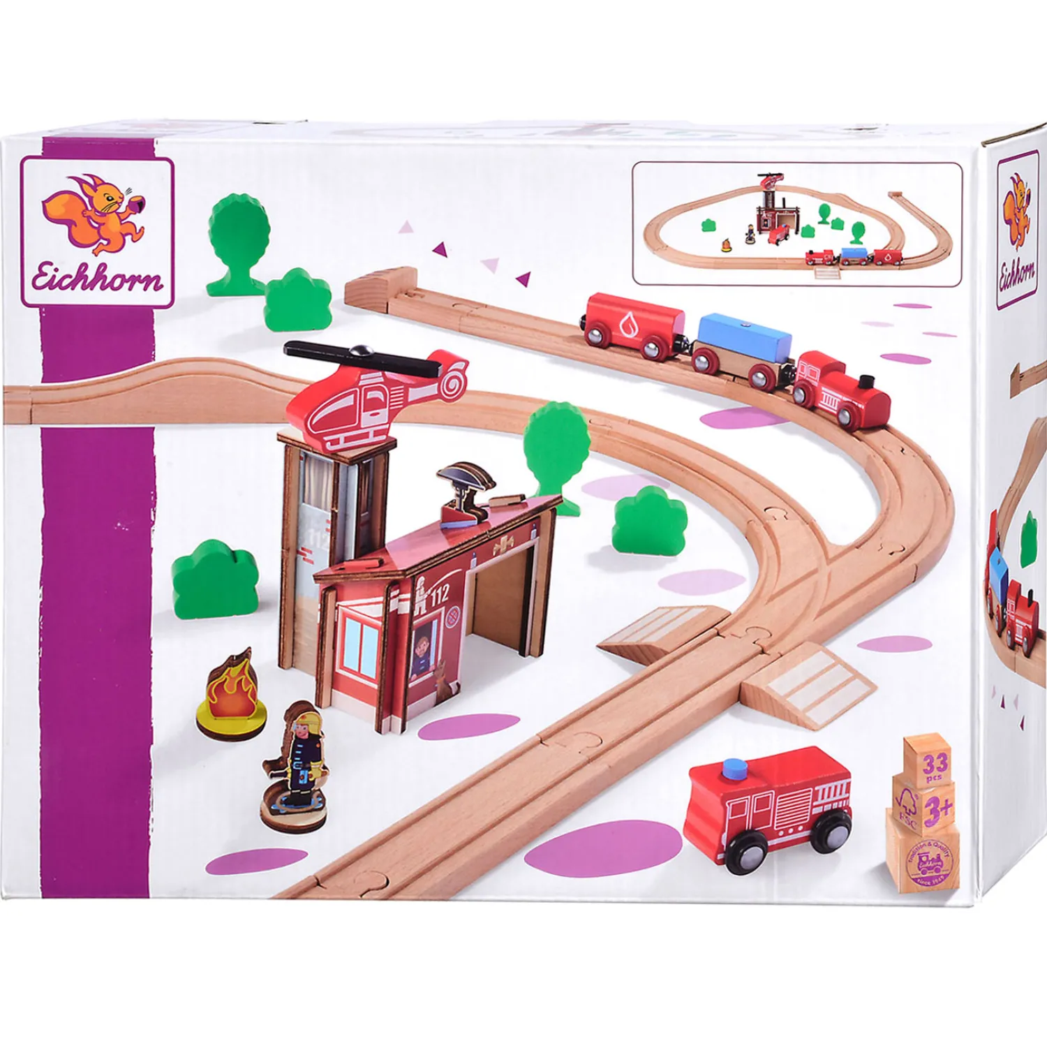 Treinbaan met Brug Speelset, 33dlg.-Eichhorn Discount