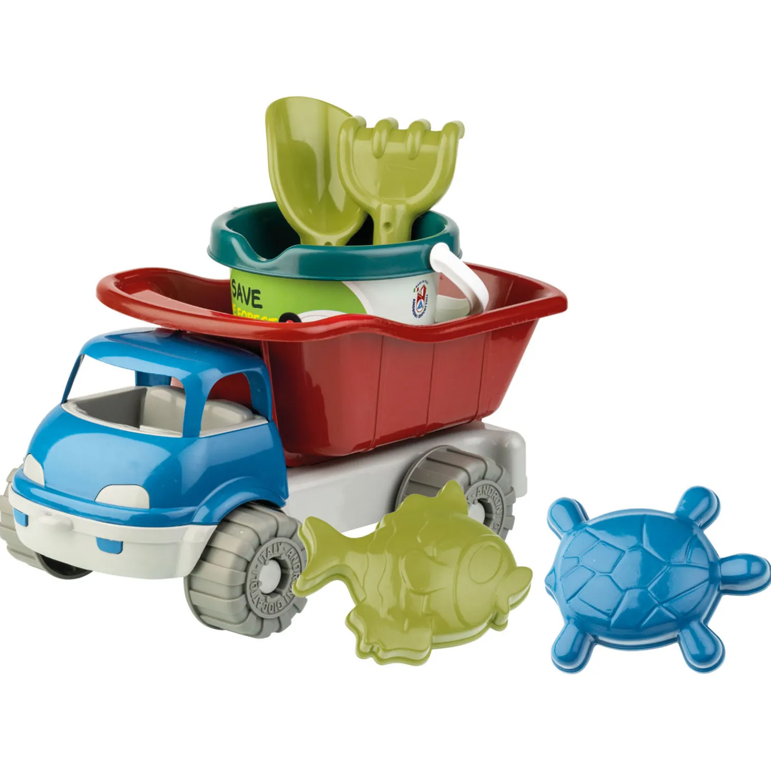 Emmerset met Kiepwagen Gerecycled Plastic, 6dlg.>Androni Outlet