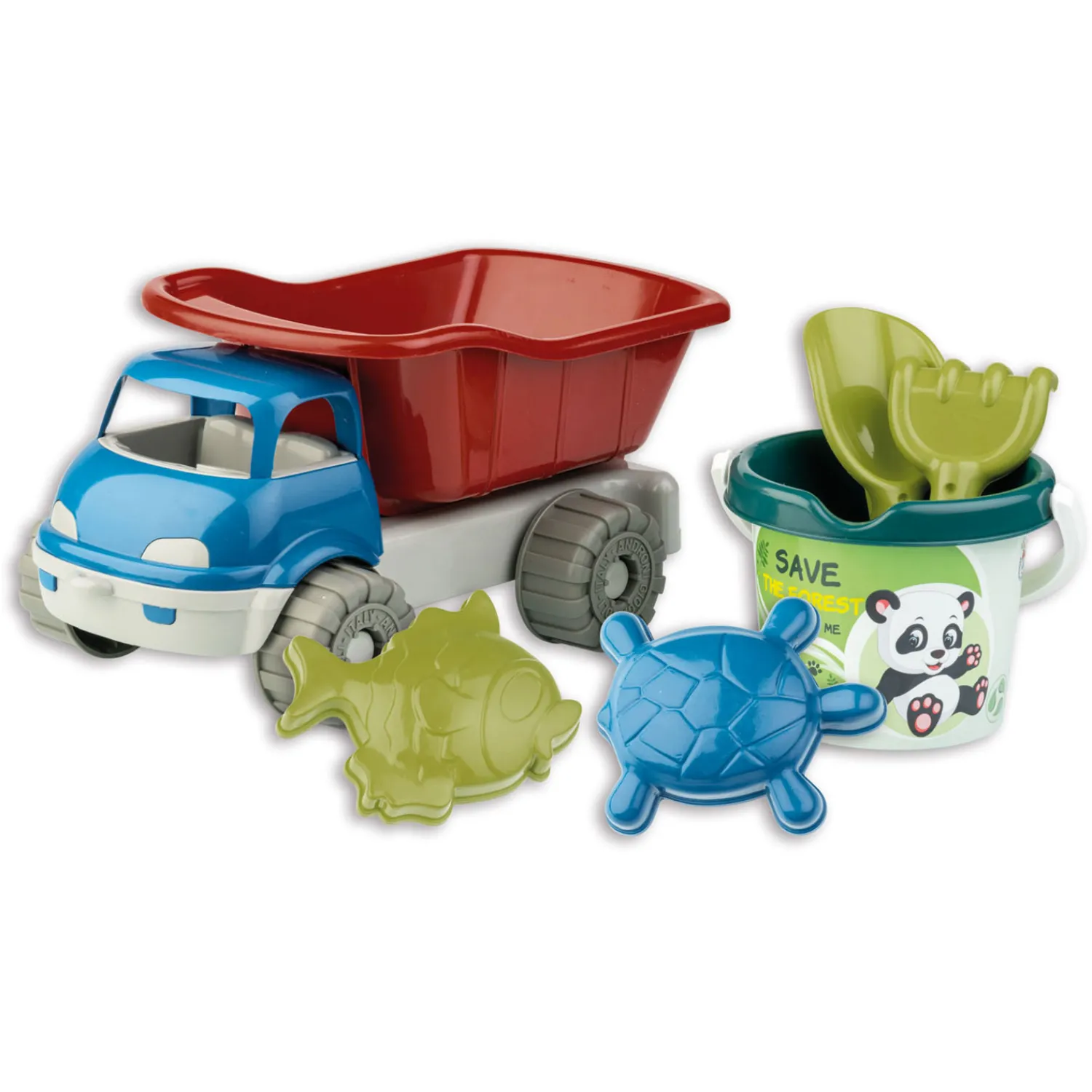 Emmerset met Kiepwagen Gerecycled Plastic, 6dlg.>Androni Outlet