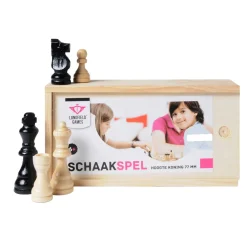 Essenhouten Schaakstukken in Kistje-