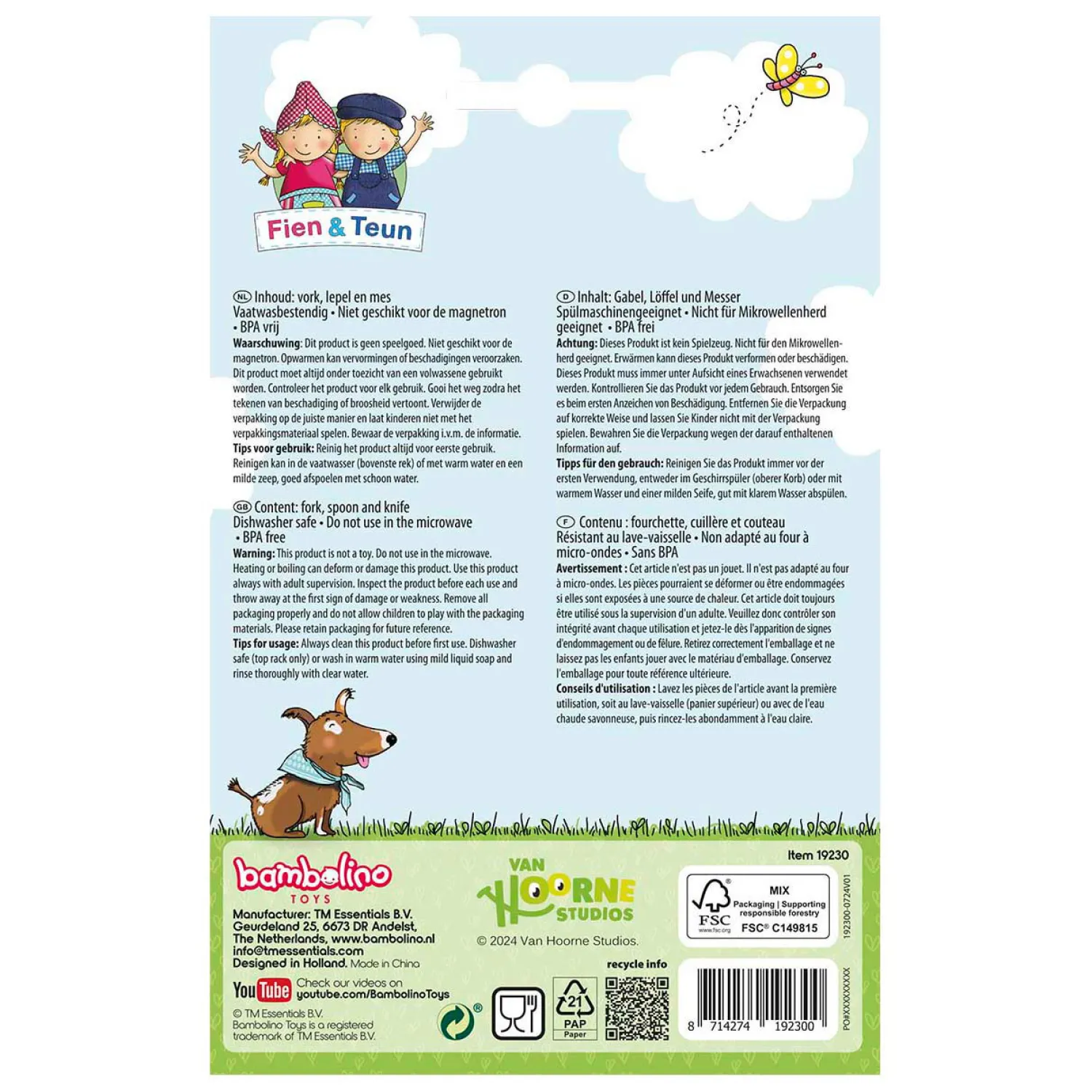 Bambolino Toys Fien & Teun Bestekset, 3dlg. Best