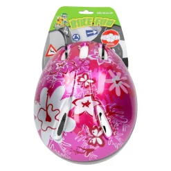 Fietshelm, maat 50-54 - D- Roze/Zilver Bloem-Johntoy Hot