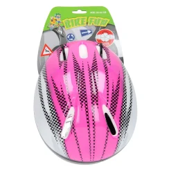 Fietshelm, maat 50-54 - Roze/ Zwarte blokjes-Johntoy Online