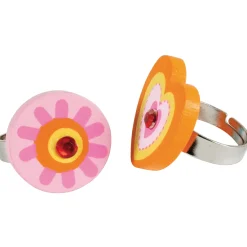 Fleurige Houten Ring- Discount