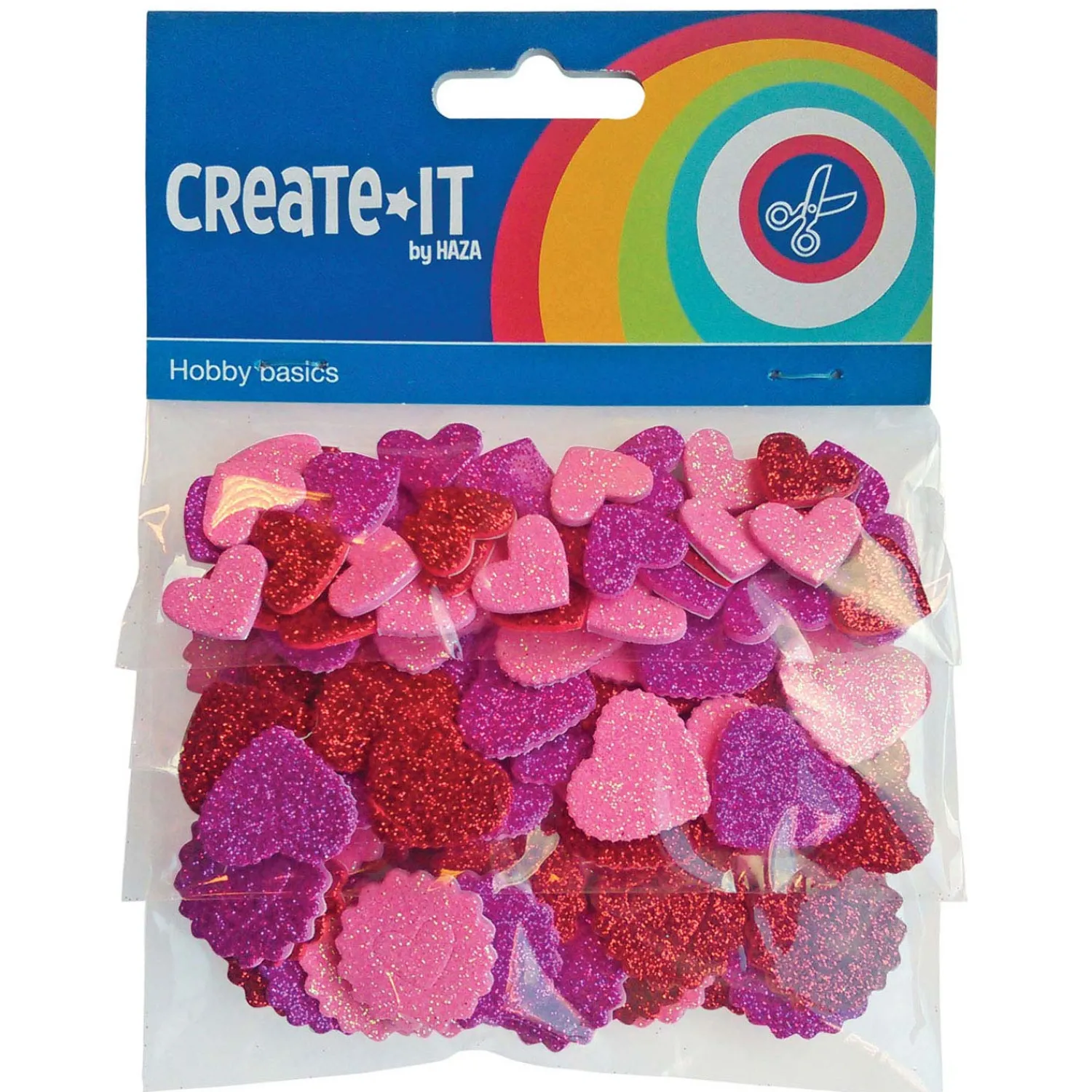 Haza Witbaard Foamstickers Hartjes en Rondjes, 132st. Clearance