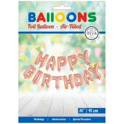 Folieballon Tekst Happy Birthday Rose Goud>Globos Sale