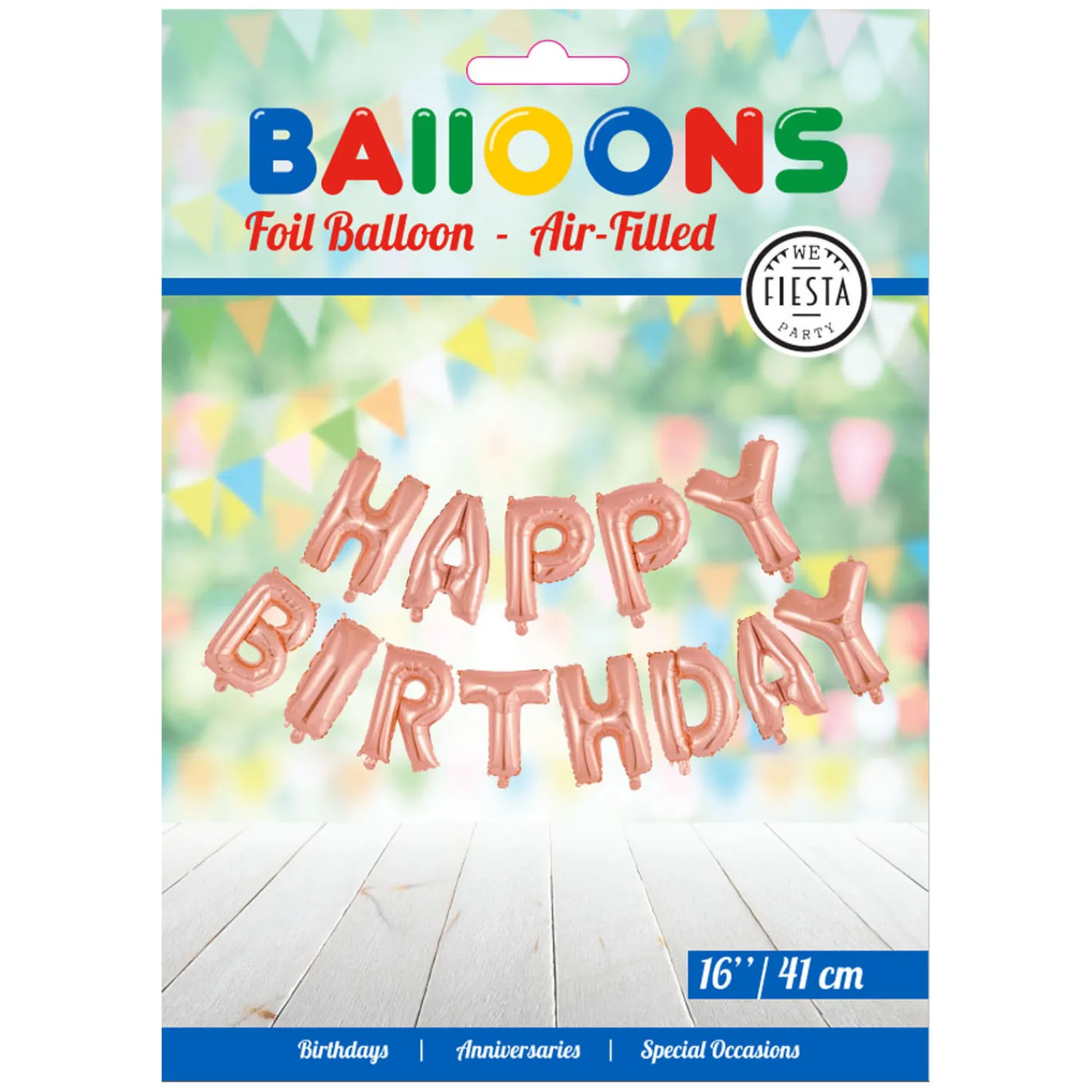 Folieballon Tekst Happy Birthday Rose Goud>Globos Sale