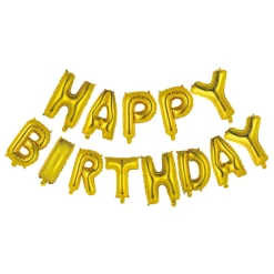 Folieballon Tekst Happy Birthday Goud>Globos Discount