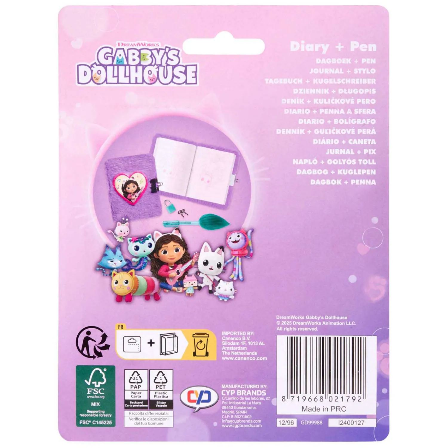 Gabby's Poppenhuis Pluche Dagboek met Pluche Pen-Canenco New