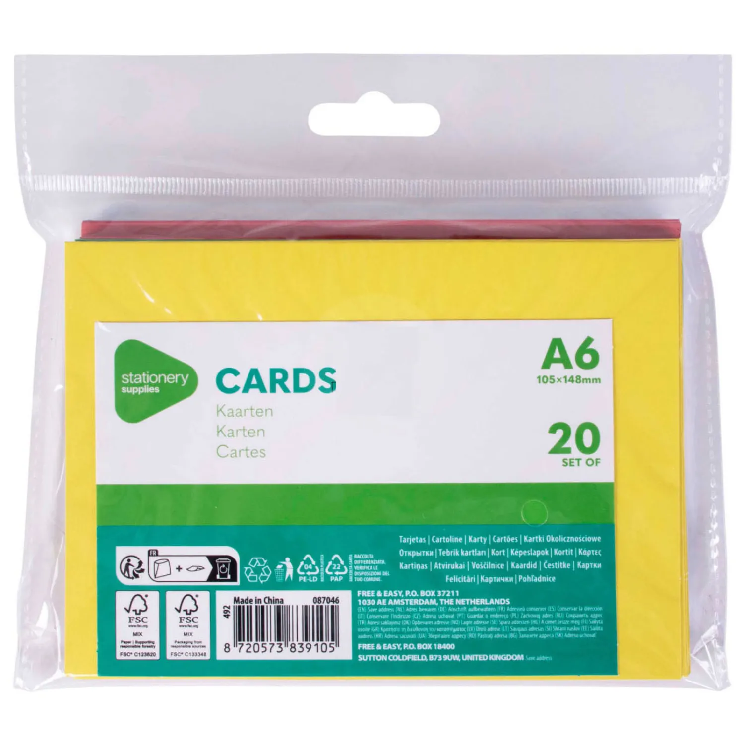 Gekleurde Kaarten A6, 20st. Best