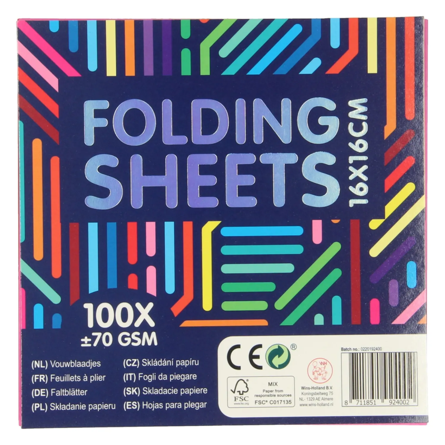 Wins Holland Gekleurde Vouwblaadjes 16x16cm, 100st. Outlet