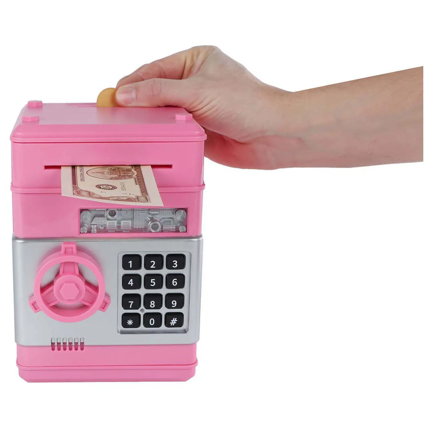 Geldkluis met Geheime Code Roze, 19,5cm> Clearance