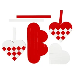 Gevlochten Harten Rood Wit, Set van 8-Creativ Company Clearance