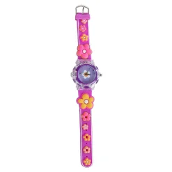 Glamour Analoog Horloge met Licht Bloemen - Donker Roze- Hot