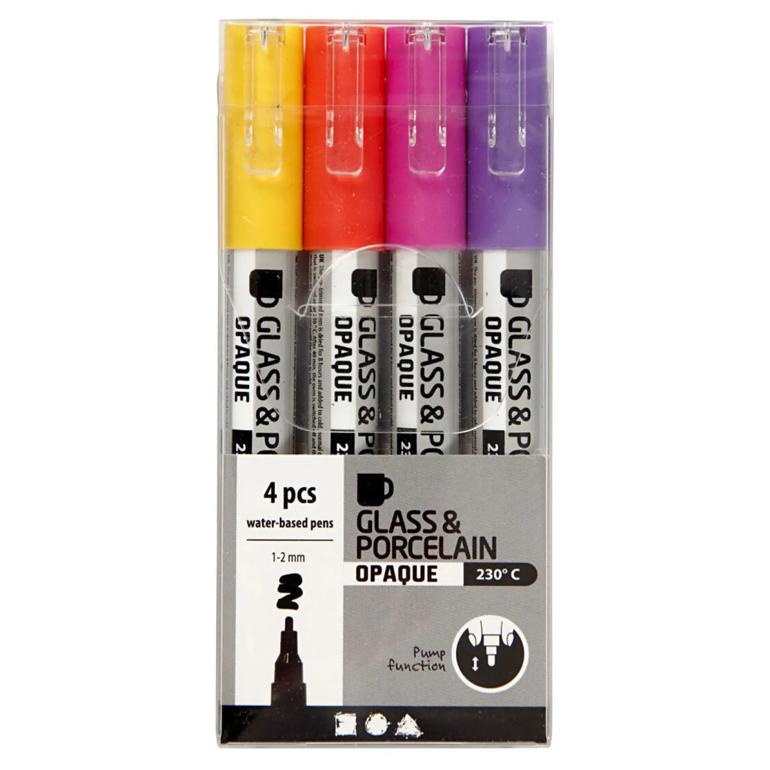 Creativ Company Glas- & Porseleinstiften Dekkend Oranje/Paars/Rood/Geel, 4st. Sale