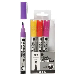 Creativ Company Glas- & Porseleinstiften Dekkend Oranje/Paars/Rood/Geel, 4st. Sale