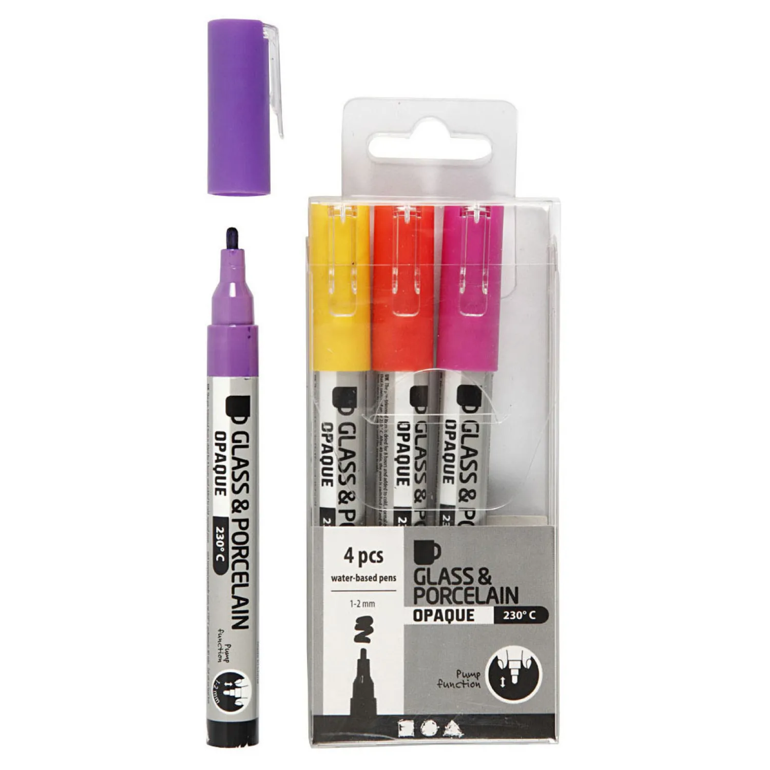 Creativ Company Glas- & Porseleinstiften Dekkend Oranje/Paars/Rood/Geel, 4st. Sale