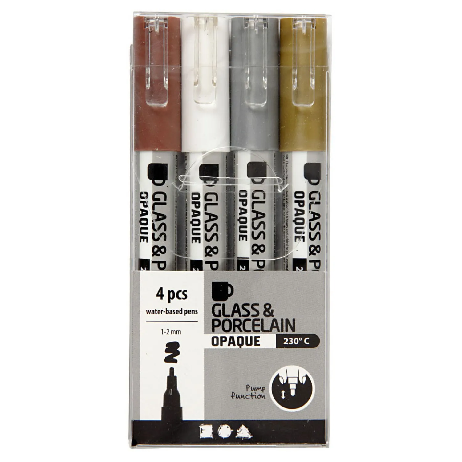 Glas- & Porseleinstiften Dekkend Bruin/Goud/Zilver/Wit, 4st.>Creativ Company Outlet