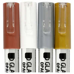 Glas- & Porseleinstiften Dekkend Bruin/Goud/Zilver/Wit, 4st.><noscript><img width=