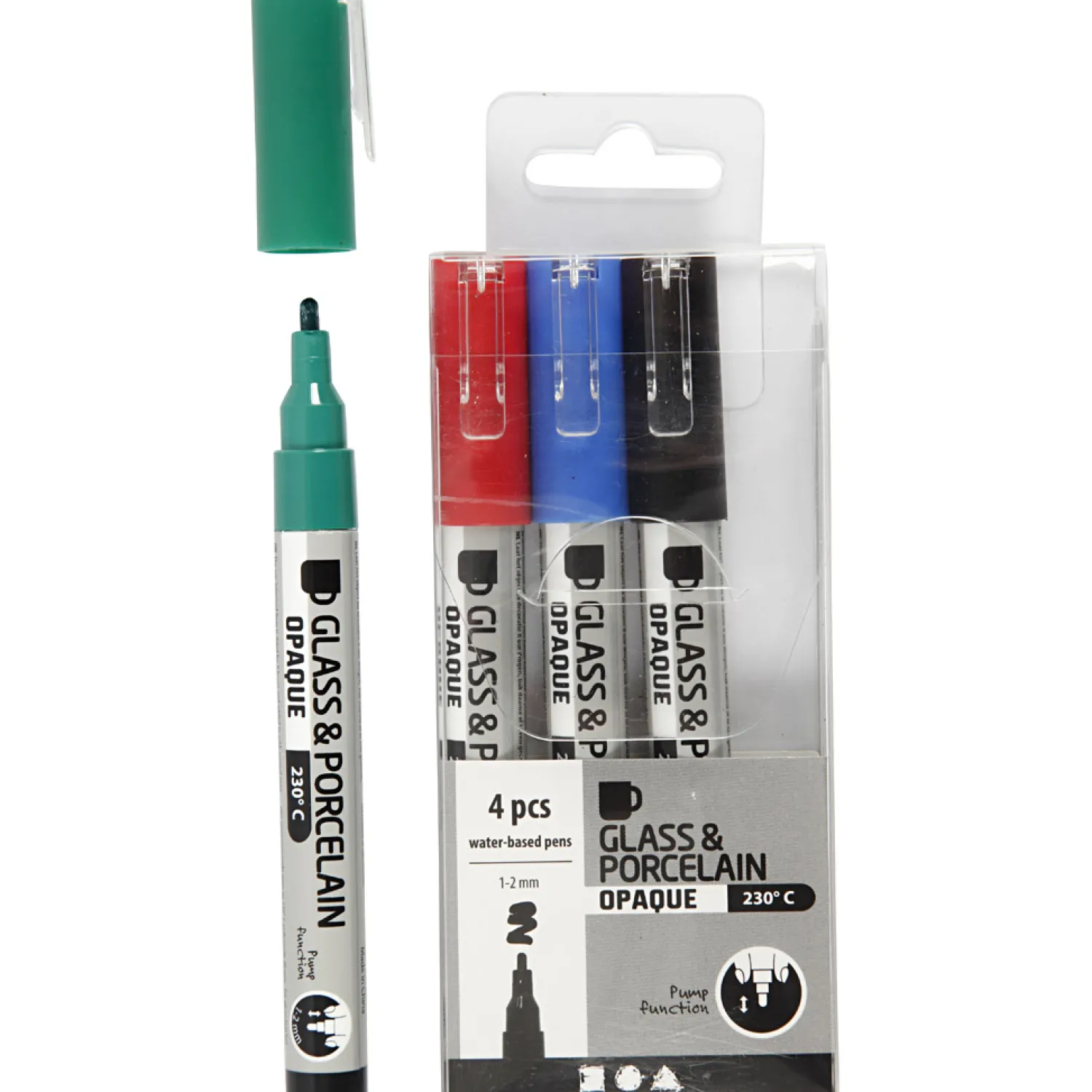 Glas- en Porseleinstiften Kleur, 4st.>Creativ Company Hot