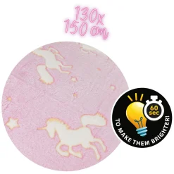Glow N fun Glow in the Dark Deken Eenhoorn, 130x150cm-Toi-Toys Hot