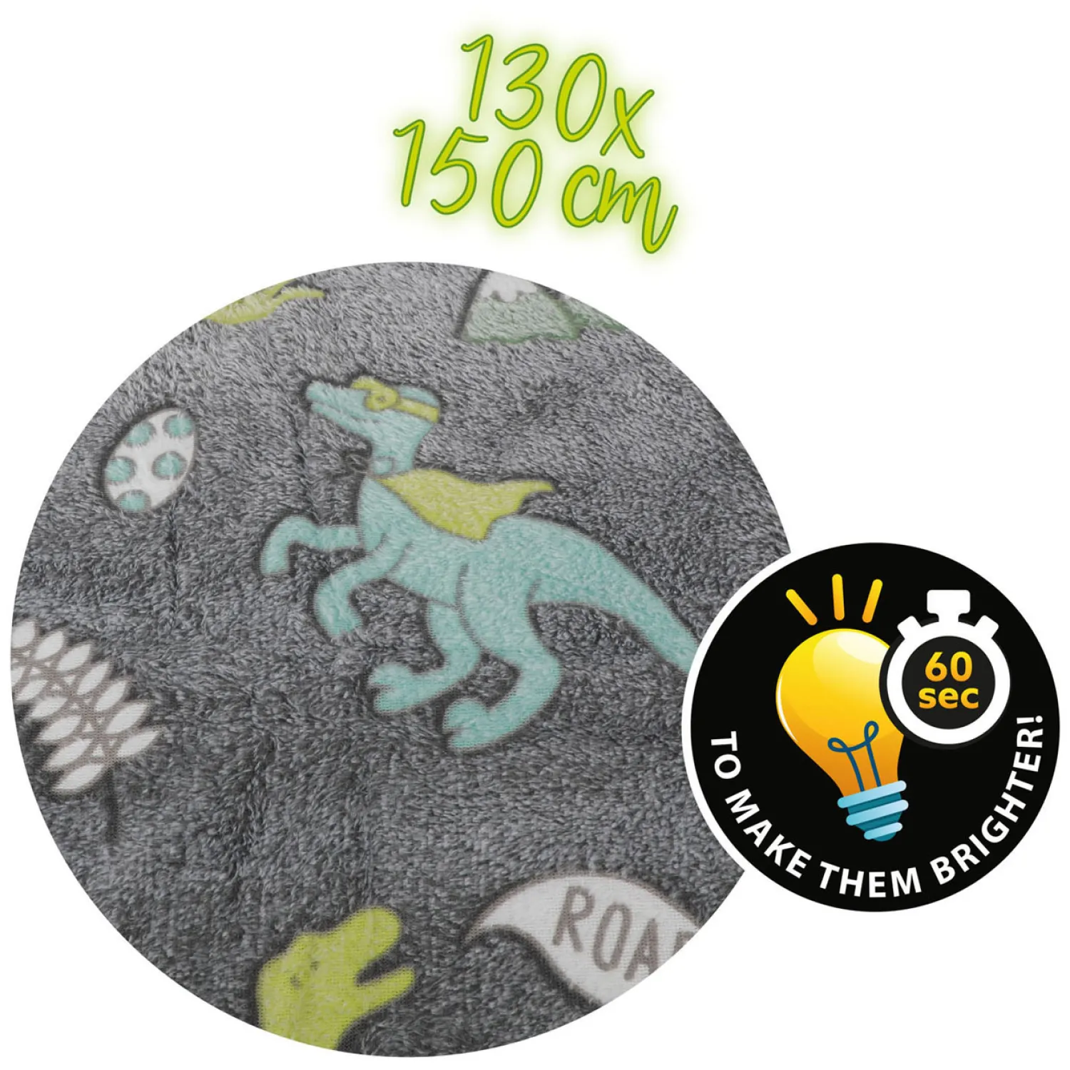 Toi-Toys Glow N Fun Glow in the Dark Deken Dino, 130x150cm Outlet