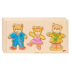 Houten Aankleedpuzzel Beren in Houten Box, 36st.-Goki Discount