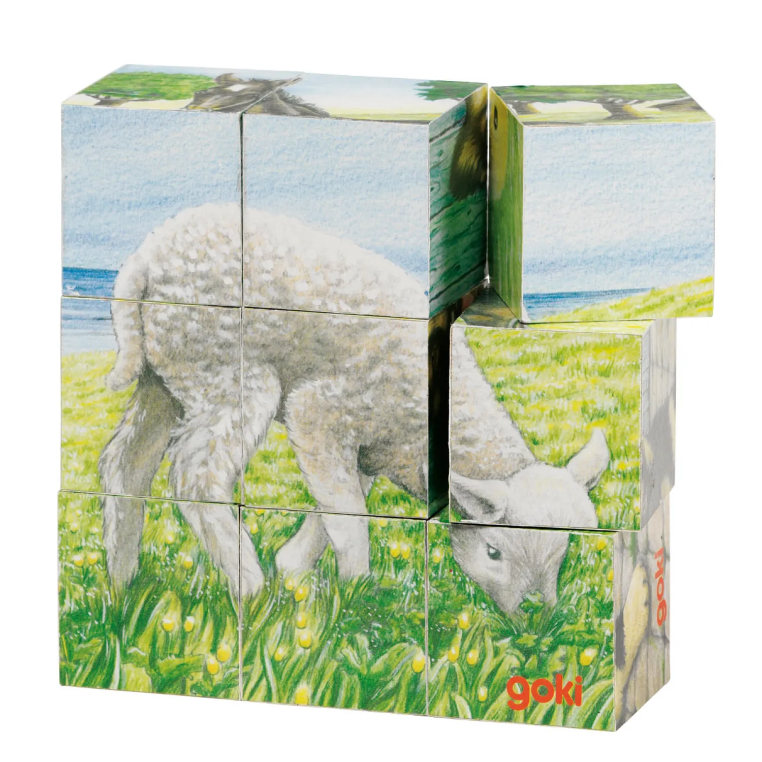 Goki Houten Blokpuzzel Boerderij New