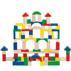 Goki Houten Bouwblokken in Ton - Kleur, 100dlg. Hot