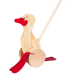 Houten Duwfiguur Eend Naturel>Goki Hot