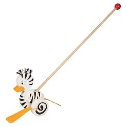 Houten Duwfiguur Zebra Eend>Goki Sale