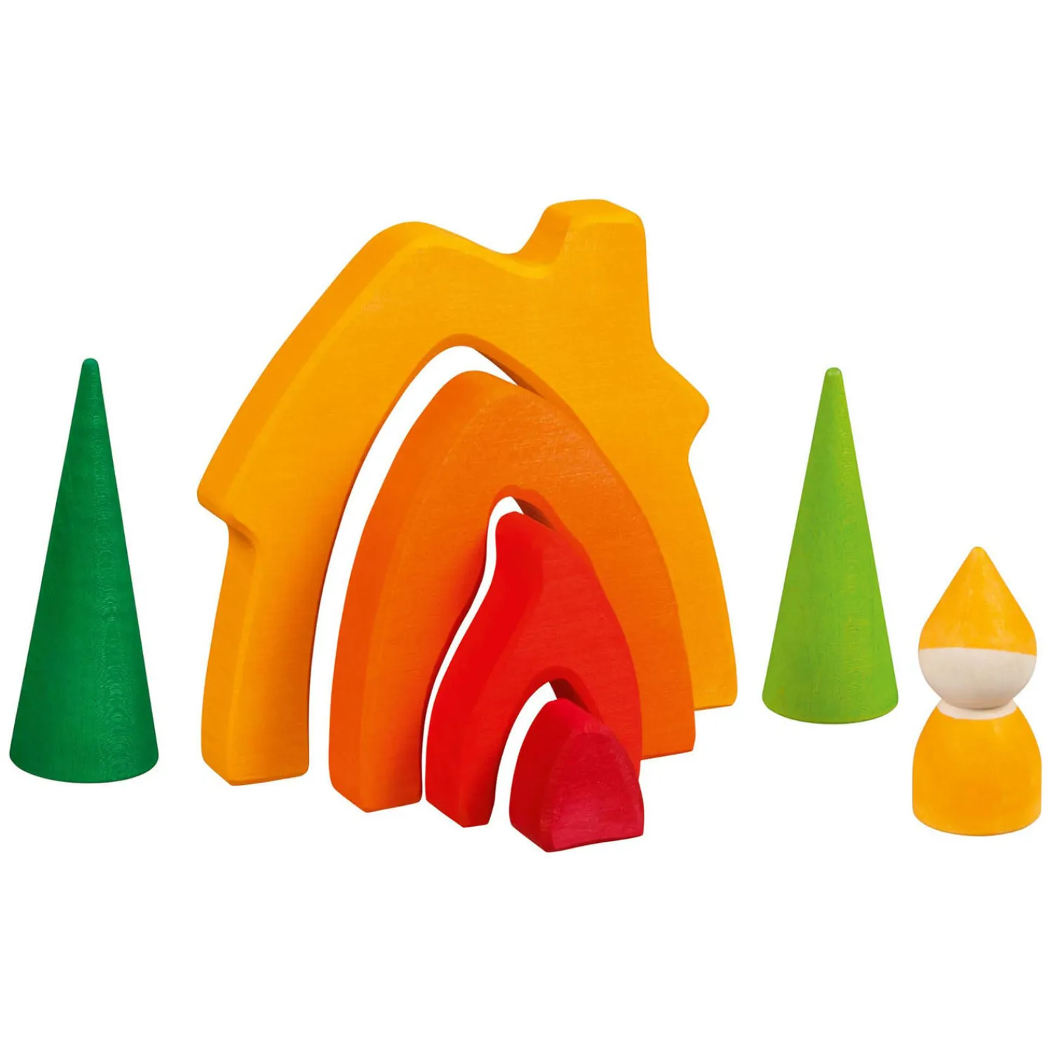 Houten Dwergenhuisje Bouwblokken, 7dlg.-Goki Discount