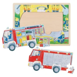 Houten Lagenpuzzel Brandweer aan het Werk, 60st.>Goki Hot