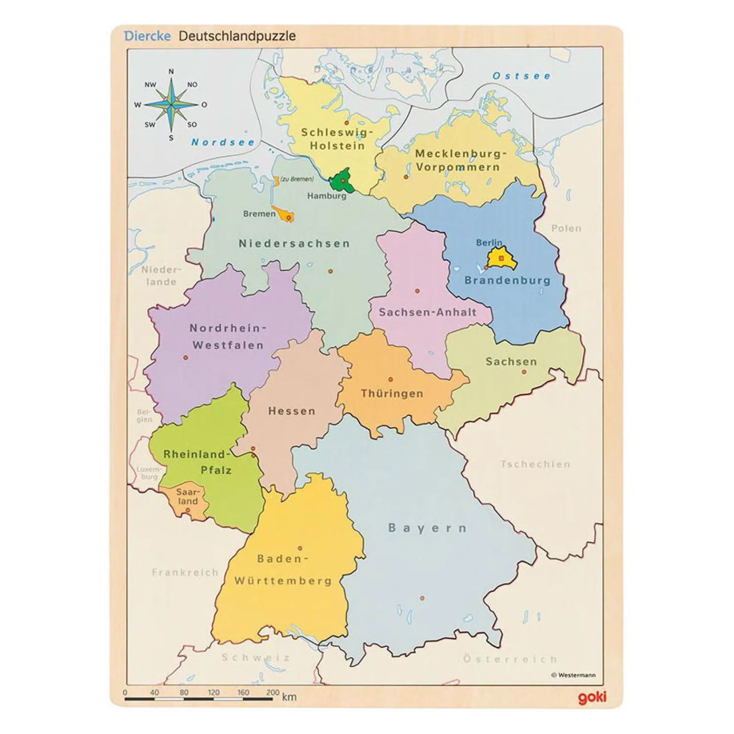 Houten Lagenpuzzel Duitsland, 98st.>Goki Discount