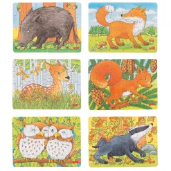 Houten Mini Puzzel Bosdier, 24st.-Goki Discount