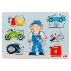 Goki Houten Noppenpuzzel Monteur, 8st. Outlet
