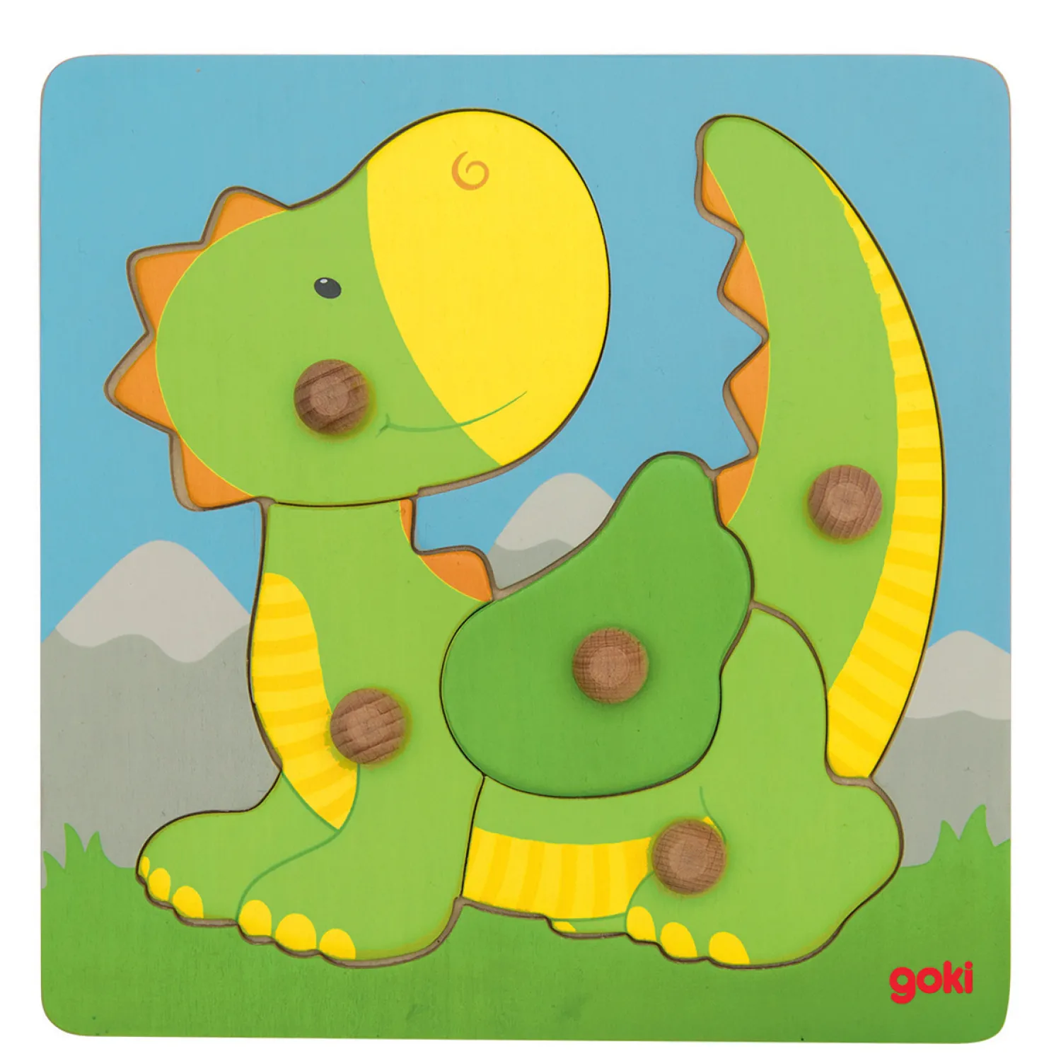 Houten Noppenpuzzel Draak, 5st.>Goki Discount