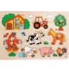 Houten Noppenpuzzel Boerderij Retro, 5st.-Goki Outlet