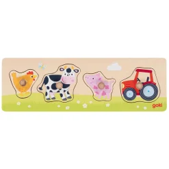 Houten Noppenpuzzel Op de Boerderij, 4st.-Goki Outlet