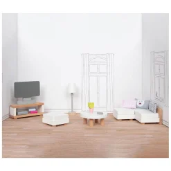 Goki Houten Poppenmeubels Woonkamer, 15dlg.