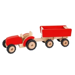 Houten Tractor met Aanhanger-Goki Hot