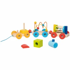 Goki Houten Trein Rio met Blokken, Kralenlabyrint, Rammelaar Sale