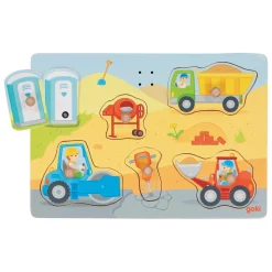 Houten Vormenpuzzel Bouwplaats met Geluid, 6st.-Goki Online