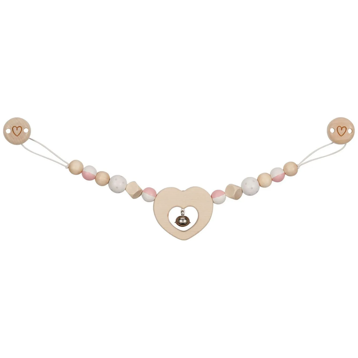 Houten Wandelwagenketting Hart met Clips>Goki